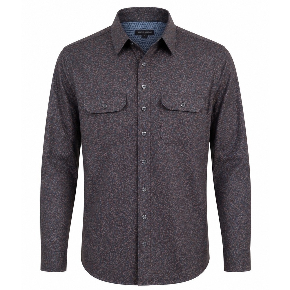 Kenneth Cole Shirt Mens M Long Sleeve Button Down Burgundy Scroll Print Modern